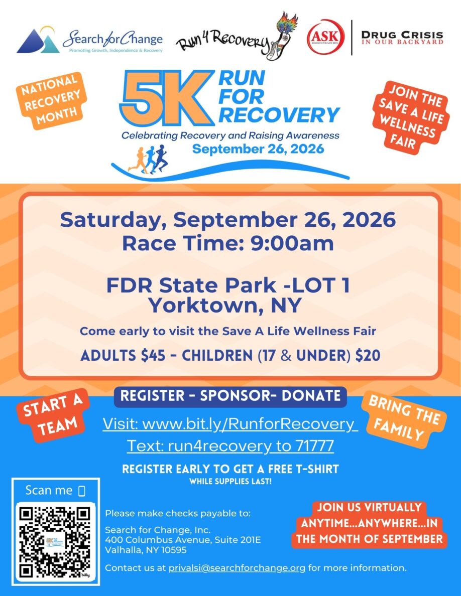 5K Run for Recovery flyer Yorktown NY